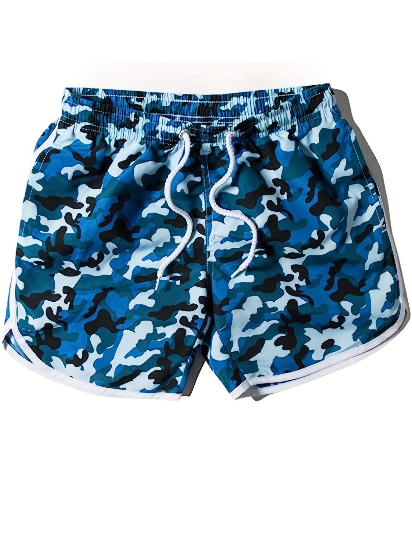 Camo Print Elastic Drawstring High Stretch Shorts
