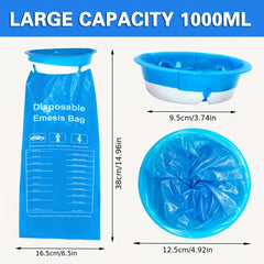 50 Disposable Vomiting Bags 1000ml for Car Travel & Camping