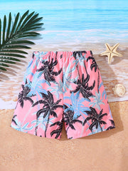 Boys Tropical Coconut Trees Casual Shorts for Beach Vacation