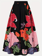 Women's Plus Floral Print Maxi A-line Dress