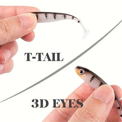 7pcs Soft T Tail Fishing Lures Silicone Artificial Bionic Swimming Bait