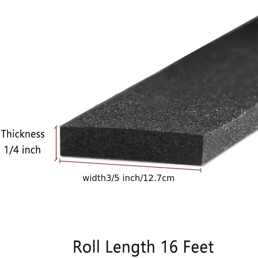 16FT Door Weather Stripping 3.5 Inch W X 1/4 Inch T - Soundproof Seal Strip