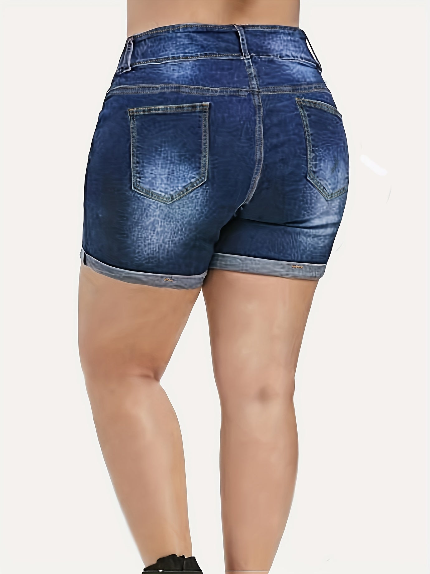 Ripped High Rise Denim Shorts