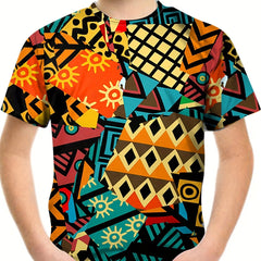Kids Stylish Geo Graphic T shirt 3D Print Short Sleeve Street Wear
