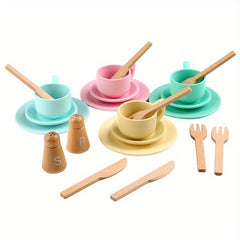 22pcs Wooden Afternoon Tea Toy Set for Kids - Kitchen Accessories Toy