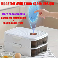 Refrigerator Egg Organizer Drawer Dustproof Stackable Tray With Timer