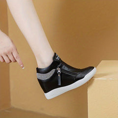 Women's Rhinestone High Top Wedge Sneakers Platform Shoes