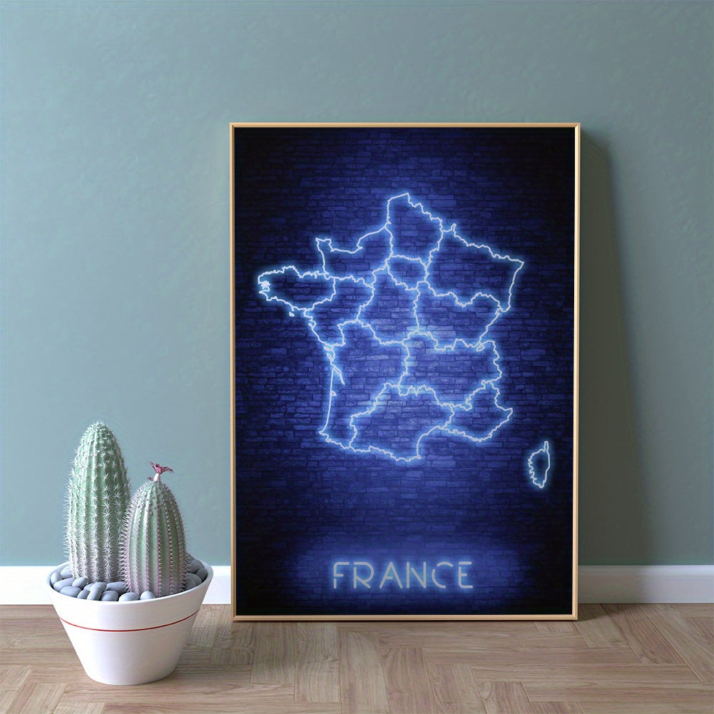 Neon Map Poster For Children Home Decor A4 11 x 8 30x21cm