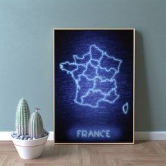 Neon Map Poster For Children Home Decor A4 11 x 8 30x21cm