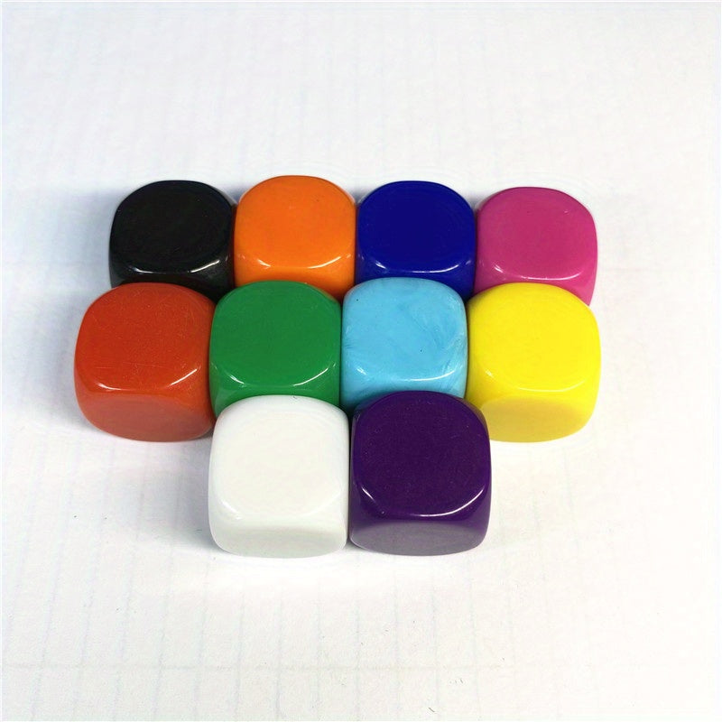 10 Acrylic 16mm Multicolored Blank Dice Teaching Props Game Boards Math Tools