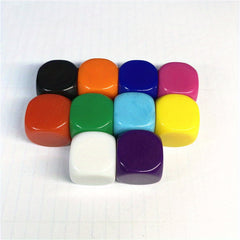 10 Acrylic 16mm Multicolored Blank Dice Teaching Props Game Boards Math Tools