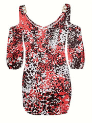 Leopard Print Cold Shoulder Mini Dress