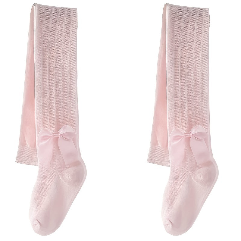Girls Bowknot Mesh Breathable Pantyhose Knitted Leggings