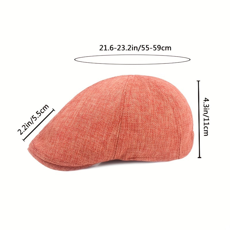 Breathable Linen Flat Cap Irish Newsboy Hat Cabbie Cap