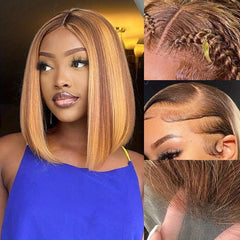 613 Blonde Bob Human Hair Wig 150 Density 13x4 Lace Front Pre Plucked Baby Hair