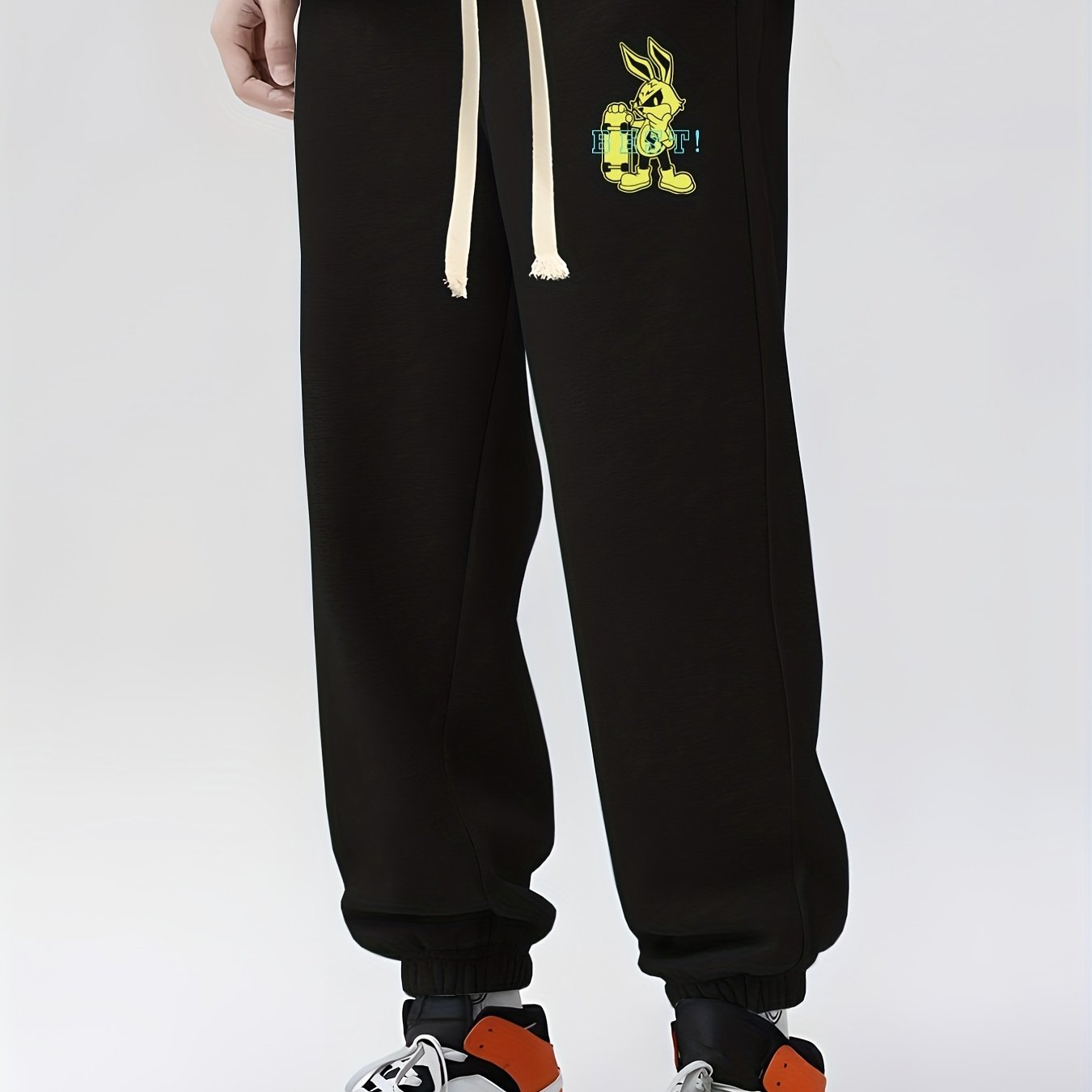 Rabbit Print Drawstring Sweatpants Casual Joggers for Men