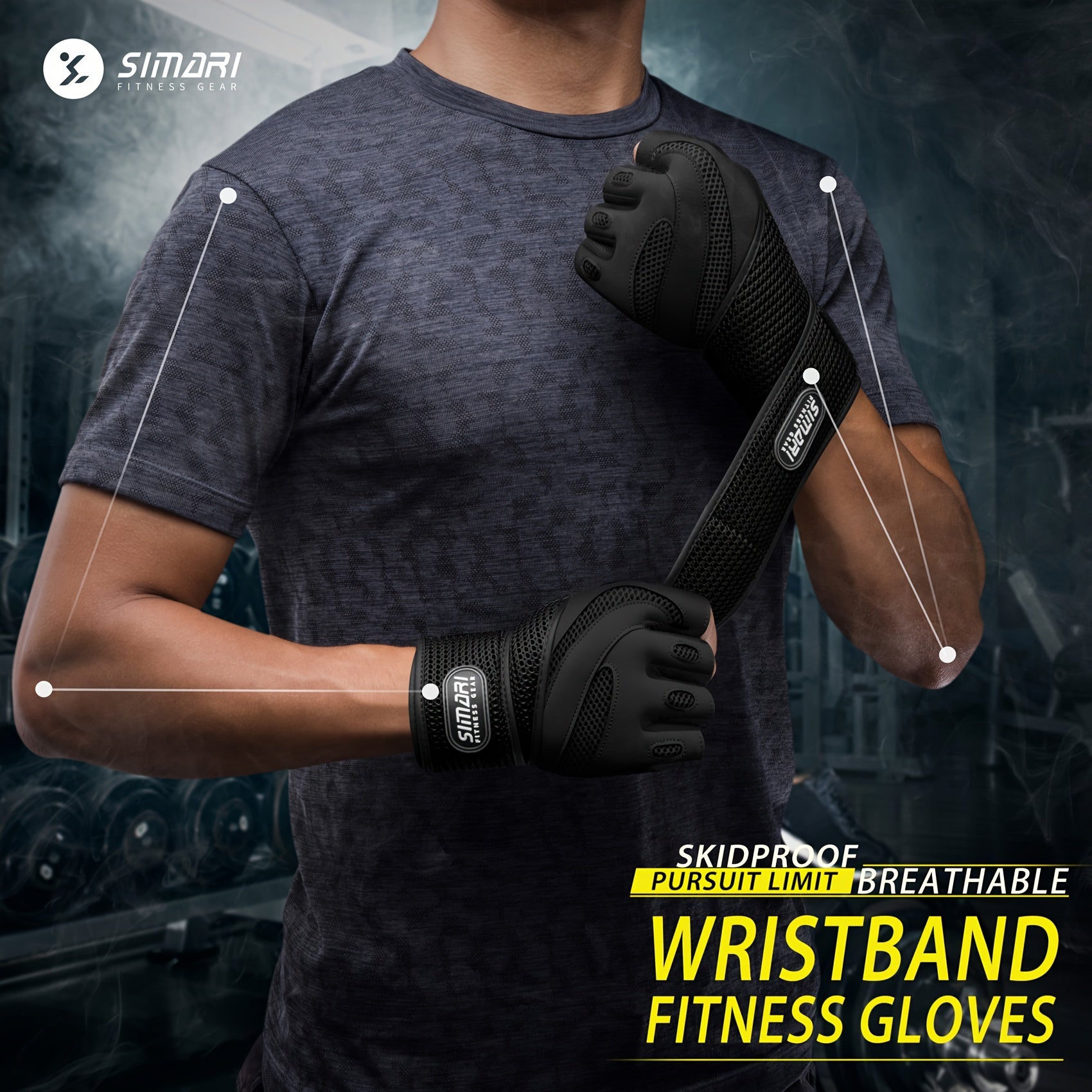 Workout Gloves With Wrist Wrap Non-slip Fitness Gloves for Weightlifting Gym