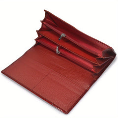 Top Grain Leather Women'S Bi fold Wallet with Magnetic Closure