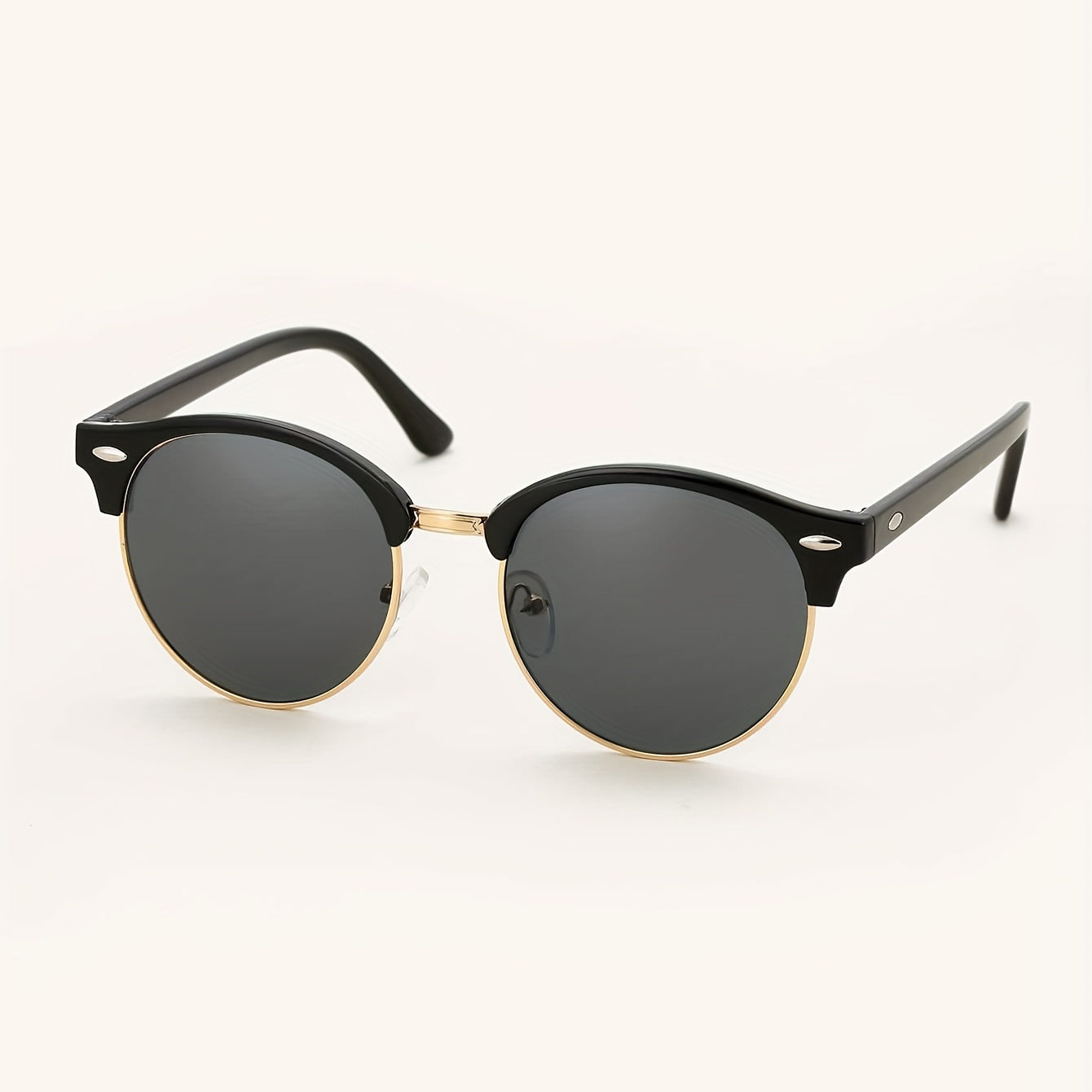 Men's Half Frame Sunglasses Metal Rice Nail