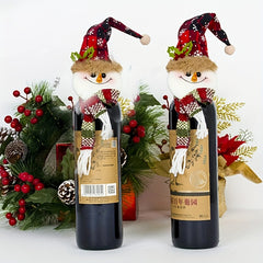 Xmas Snowman Wine Bottle Cover Doll - Tree Top Heart Pendant