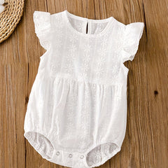 Baby Girl Cotton Romper Floral Embroidered Jumpsuit