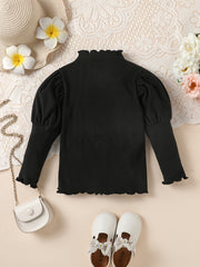 Girls' Fleece Puff Sleeve Top for Toddler Kids