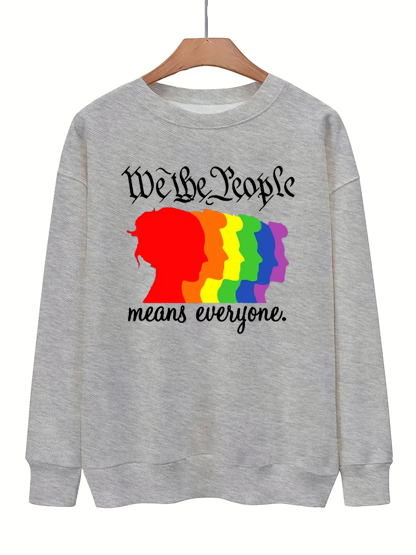 Rainbow Graphic Print Sweatshirt Casual Loose Comfy Sweatshirt For Fall & Winter