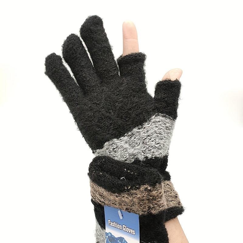 Winter Warm Striped Gloves for Men and Women