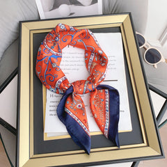 Classic Floral Print Bandana Vintage Boho Silky Square Scarf Necke...