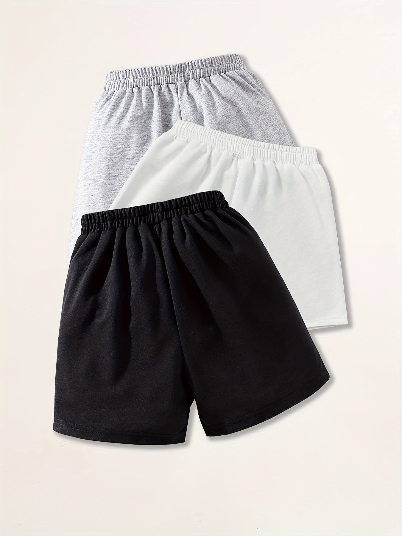 3pcs Kid's Basic Shorts With Pockets Sports Casual Loose Fit Summer Sweatshorts