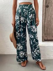 Floral Print Wide Leg Pants High Waist