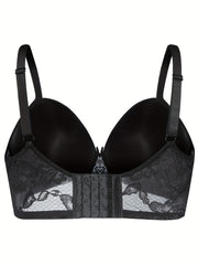 Floral Lace Push Up Padded Bra for Plus Size Women