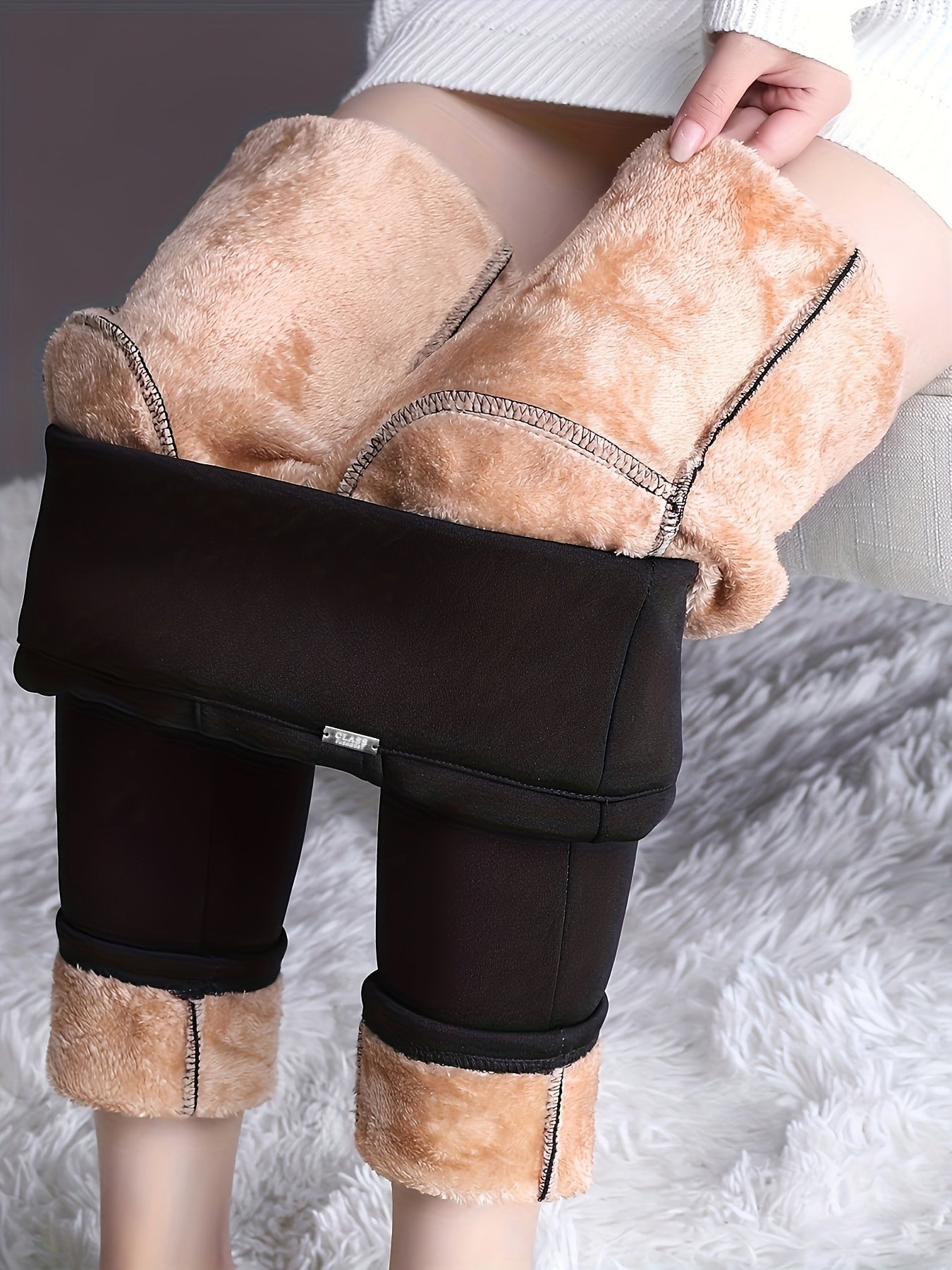 Plush Lined Thermal Pants Soft & Comfy Slim Elastic Tights