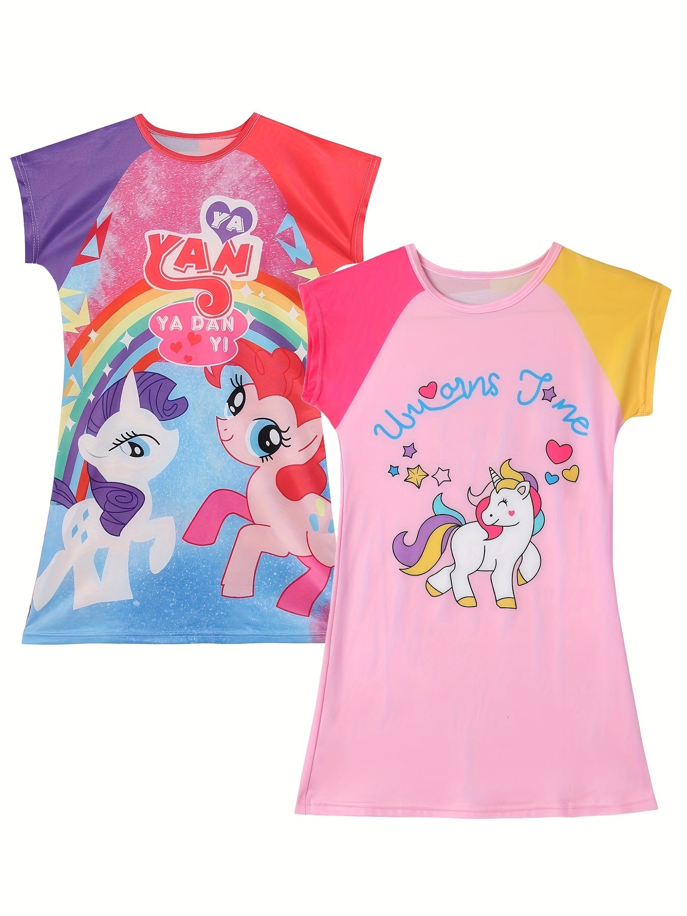 Unicorn Pattern Nightgown Girl's Long Sleeve Nightdress Soft PJ