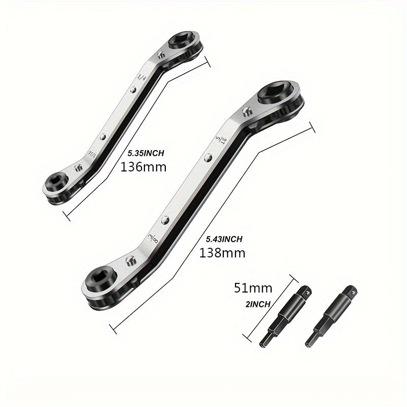 4pcs AC Valve Ratchet Wrench Hex Bit Adapter Repair Tool