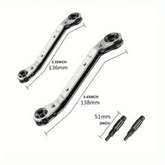 4pcs AC Valve Ratchet Wrench Hex Bit Adapter Repair Tool