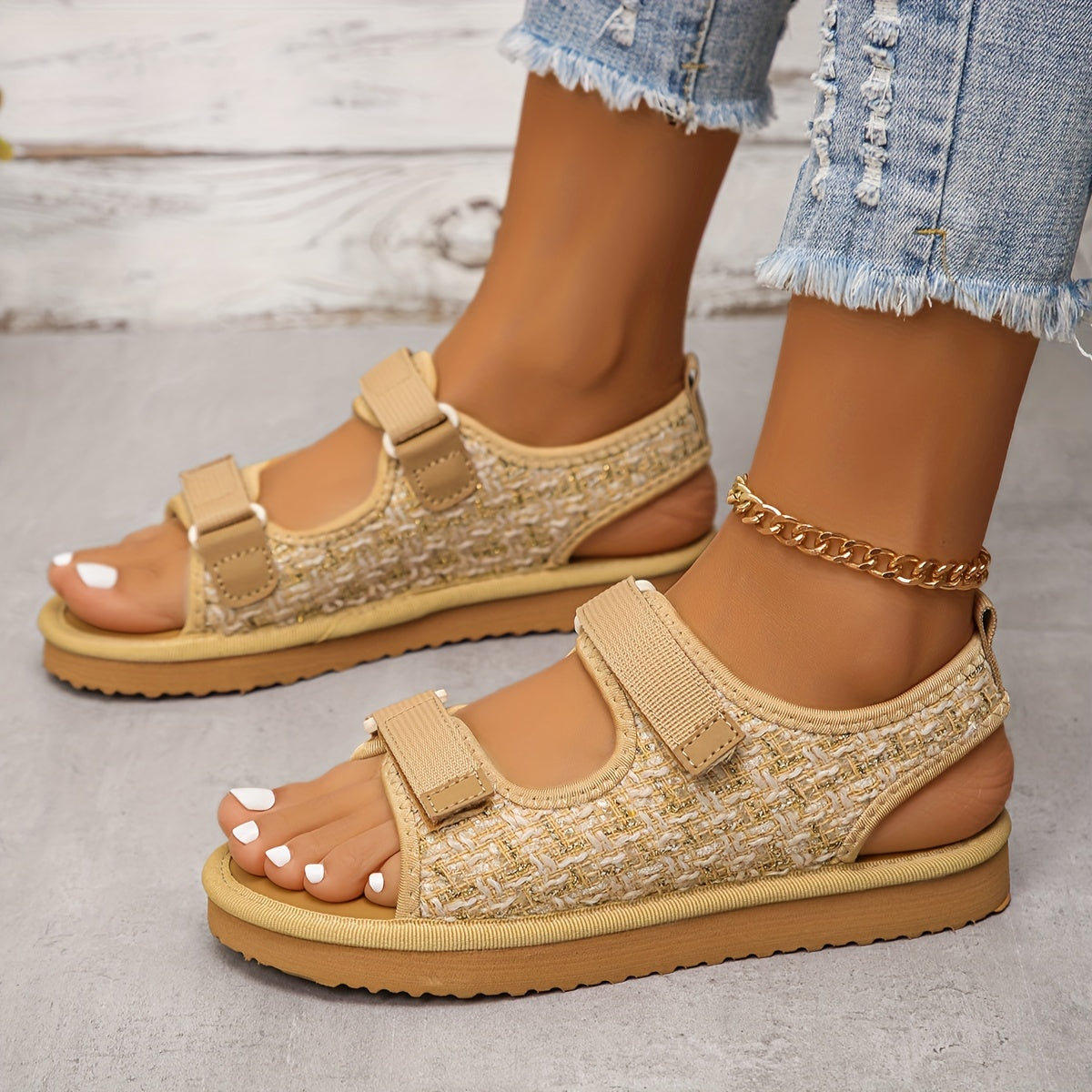 Double Strap Flat Non Slip Sports Sandals