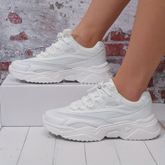 Women's Platform Mesh Sneakers Low Top Round Toe Heightening Shoes