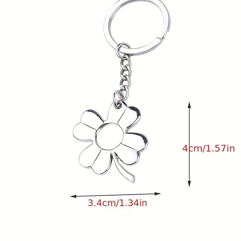 Clover Keychain Fortune Metal Key Ring Purse Bag Backpack Car Key Charm