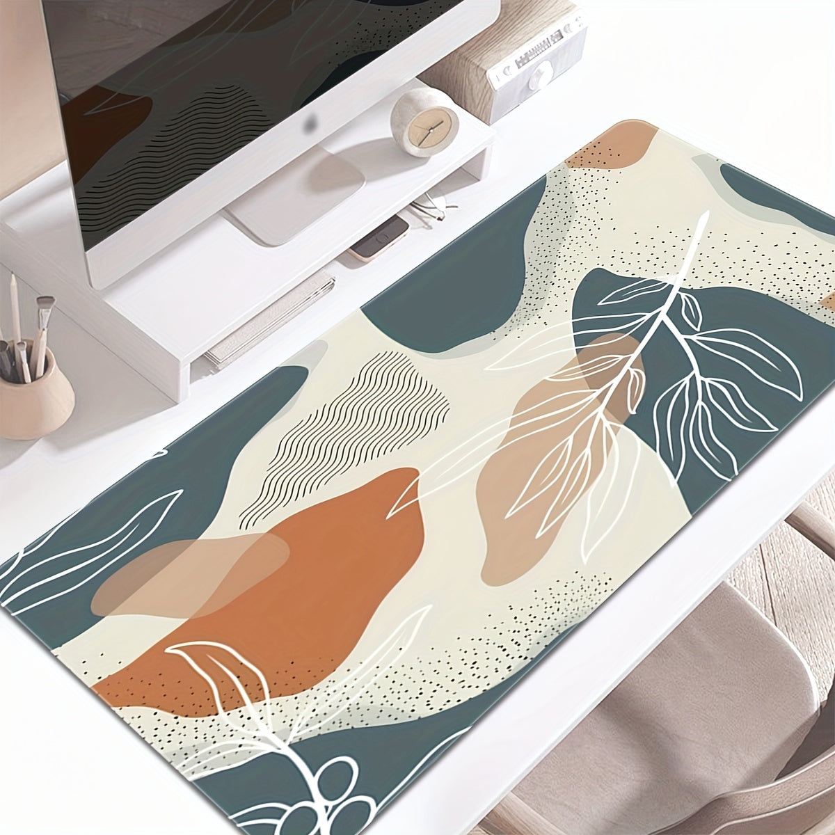 Leaf Abstract Lines Tropical Leaves Large Mouse Pad Non-slip Washable
