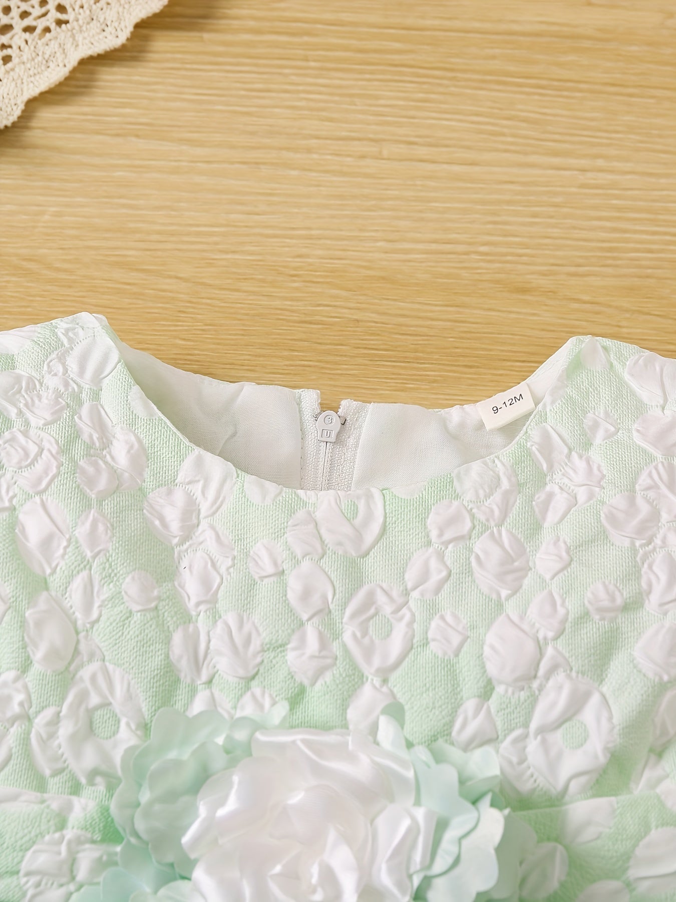 Mesh Puffy Princess Dress Flower Decor Flutter Sleeve