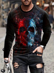 Skull 3d Print Men's Long Sleeve T-shirt For Autumn