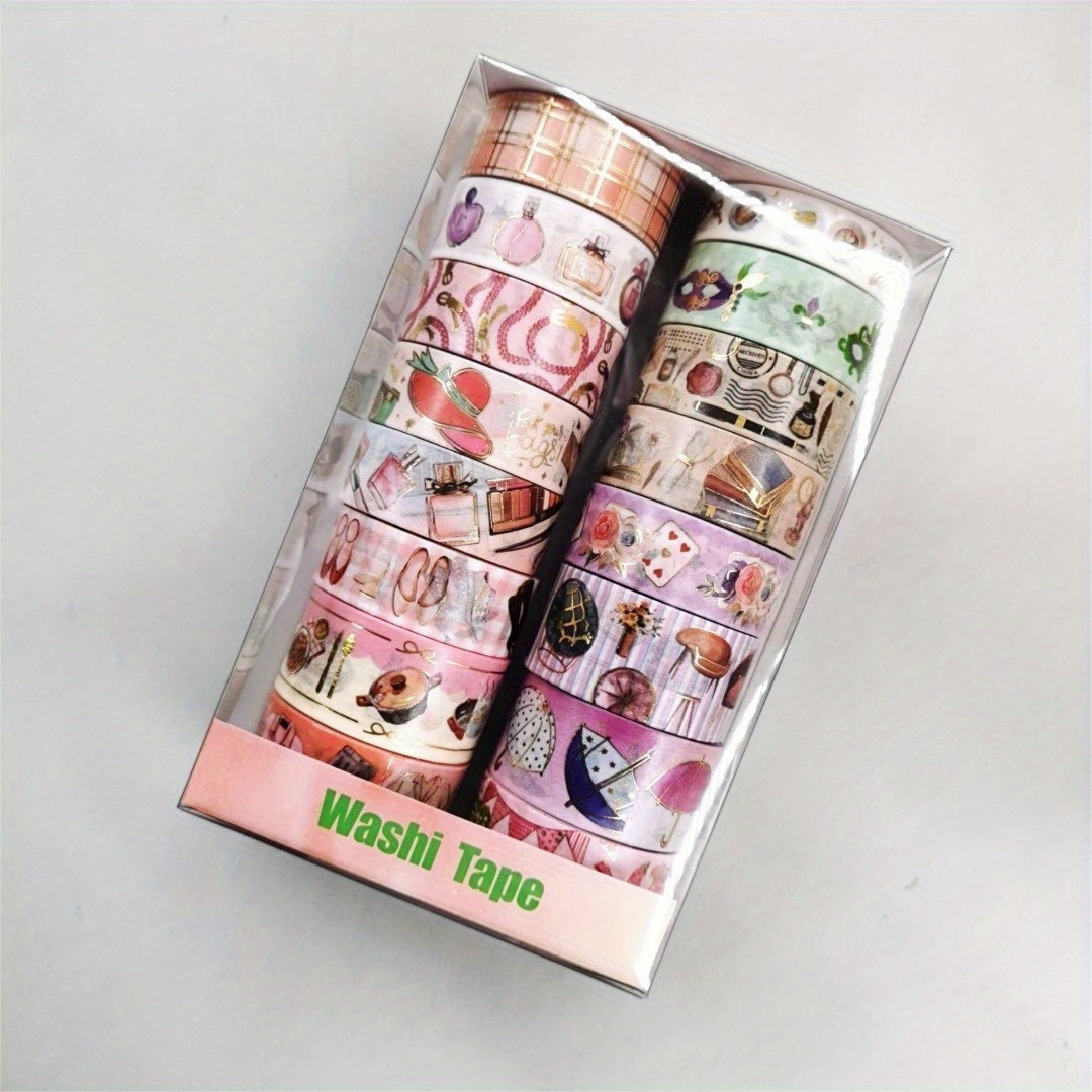 16 Rolls Golden Foil Hand Account & Tape Set for Planners Scrapbooks