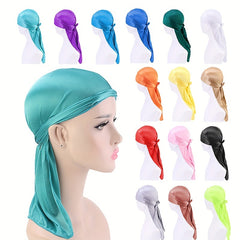 1pc Unisex Satin Durag Bandanas Turban Hat Silk Durag Biker Headwear