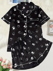 Dog Footprint Tee & Shorts Pajama Set