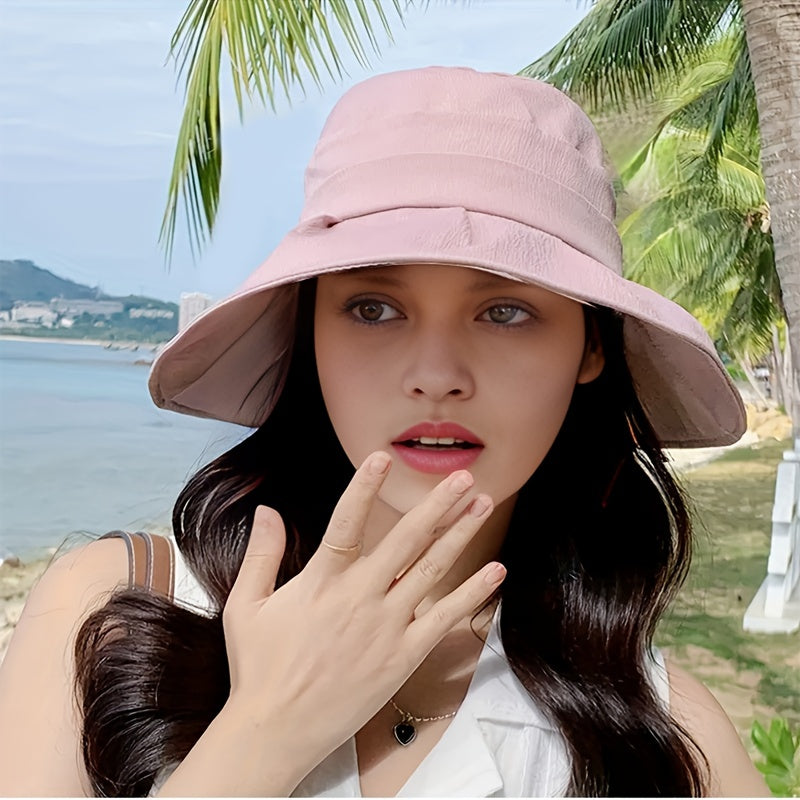 Pleated Sun Hat UV Protection Bucket Hat Adjustable Fisherman Cap