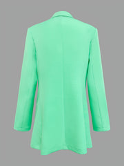 Solid One Button Blazer Lapel Long Sleeve Work Office Outerwear Women's Clothing