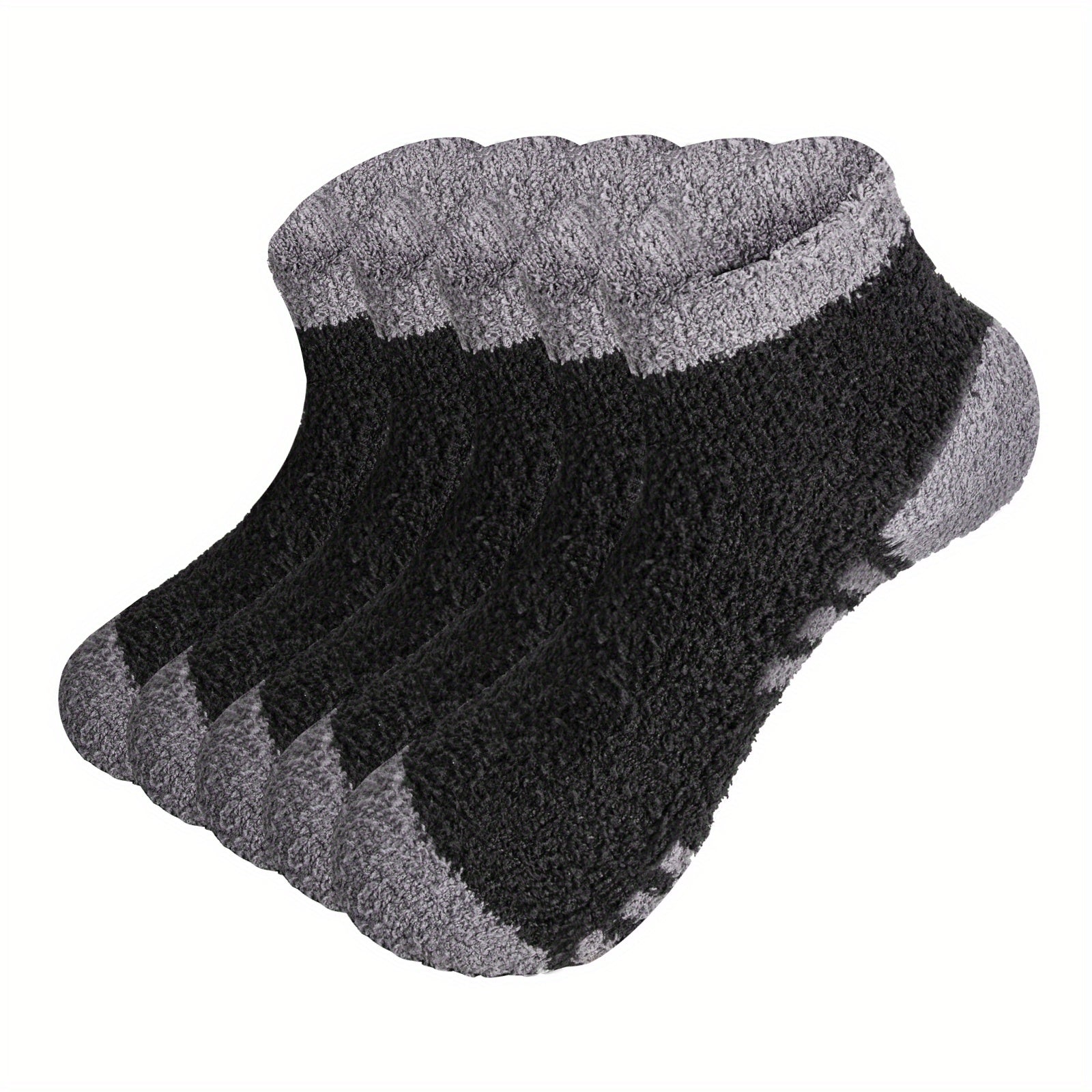 5 Pairs Colorblock Plush Ankle Socks Soft & Comfy Women's Stockings