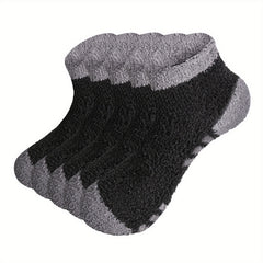 5 Pairs Colorblock Plush Ankle Socks Soft & Comfy Women's Stockings