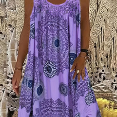 Ethnic Print Dress Casual Summer Sleeveless Dress